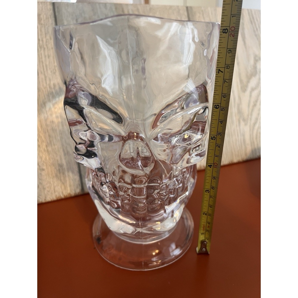 Halloween SKULL Pitcher Clear Acrylic Plastic 3D Sculpted 43 oz. 8" New with Tag